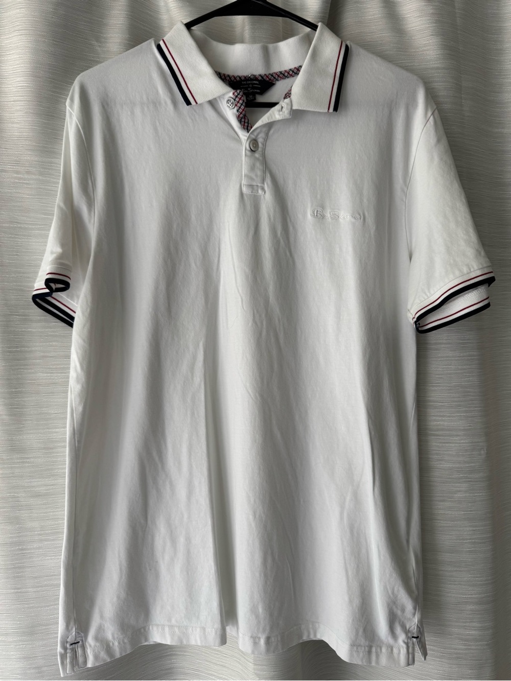 Ben Sherman White Polo with Navy and Red Trim